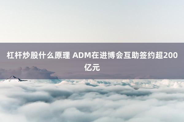 杠杆炒股什么原理 ADM在进博会互助签约超200亿元