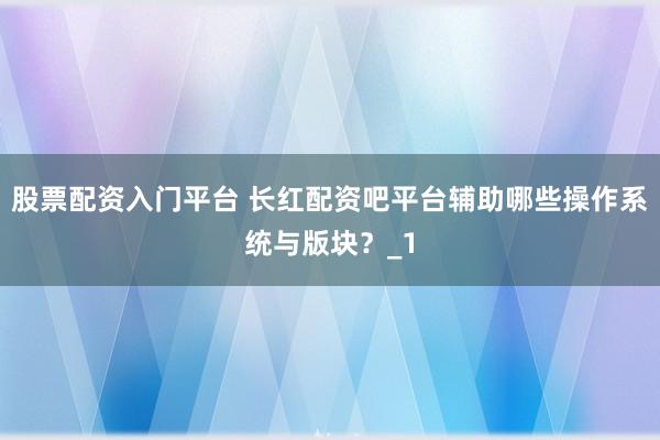 股票配资入门平台 长红配资吧平台辅助哪些操作系统与版块？_1