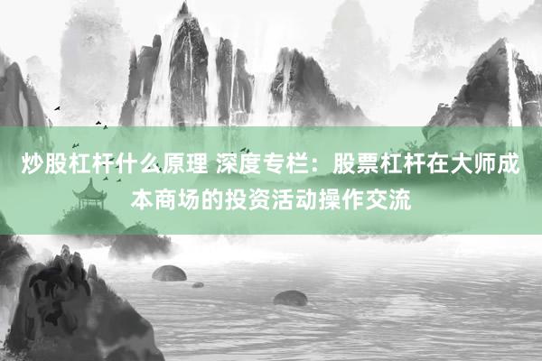 炒股杠杆什么原理 深度专栏：股票杠杆在大师成本商场的投资活动操作交流