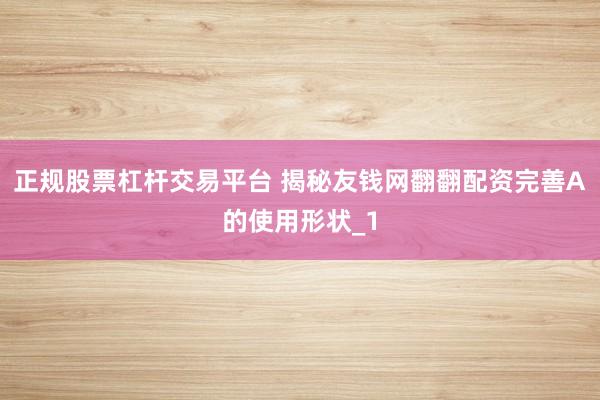 正规股票杠杆交易平台 揭秘友钱网翻翻配资完善A的使用形状_1